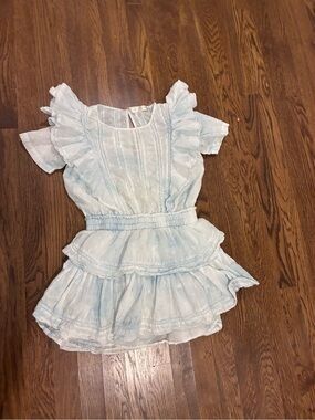 LoveShackFancy Pale Blue Crochet-Trim Top